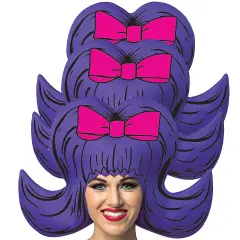 Bouffant Comic Wig Purple with Pink Bow