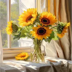 Paint by Numbers Kit for Adults Flowers, Sunflower Easy Adult Paint by Number Kits on Canvas, DIY Acrylic Watercolor Oil Paint by Number for Adults Beginner for Home Decor Gift 16x20 Inch