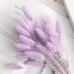 120pcs Light-Purple Bunny Tail Pampas Grass Dried Flowers for Vase Boho Flowers Dried Babys Breath Wedding Decor Dry Flowers for Vase (Purple 120 PCS)