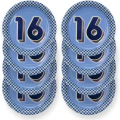 Boys 16th Birthday Party, 8 Plates with Deluxe Foil Printing.