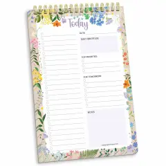 Spiral-Bound Daily To-Do List Pad, 6" x 9", Garden Party
