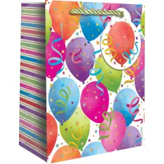 Pack/6: Balloon White Gift Bag - 6 x 3 x 7-1/2"