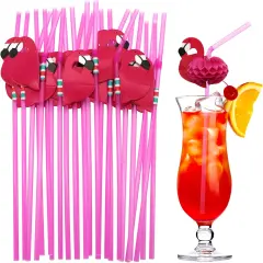 Flamingo Drinking Straws Cocktail Straws 9.65 Inch 100 PCS, Red Flamingo Drinking Straws for Cocktail,Milkshake,Juice, Decoration & Add Atmosphere for Valentine's Day