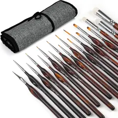 Miniature Paint Brushes Drybrush-18PCS Micro Detail Paint Brush Set, Small Fine Detail Model Brushes for Acrylics, Watercolors & Paint by Number, Citadel, Figurine, 40k - Cocoa Brown