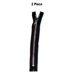 6MM One-Way Zipper &ndash; White, Black, or Brown Tape with Metal Teeth