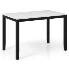MDF Dining Table with Faux Marble Top and Sturdy Rubber Wood Frame