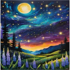 Landscape Diamond Painting Kits, Moon Diamond Art for Adults, Full Drill Landscape Gem Art, DIY 5D Pink Diamond Dots for Gift Home Wall Decor 12x16 inch