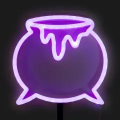 Halloween Cauldron Neon Stake with Timer