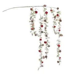 Melrose Set of 12 Frosted Pine with Pinecone and Bell Christmas Artificial Sprays 40" Red