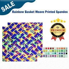 Rainbow Basket Weave Printed Spandex