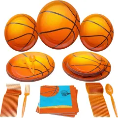 Basketball Party Supplies Packs (100 Pieces for 16 Guests) - Basketball Party Supplies, Sports Party Supplies, Basketball Party Decorations, Basketball Birthday, Party Decor for Adults,