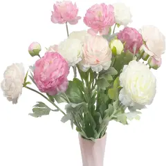 6 Pcs Summer Tabletop Floral Arrangements Artificial Flowers Silk Peony Rose Single Stem Peony Artificial Flowers Pink Faux Peony Bouquet Floral Arrangement