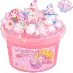 300ml Mermaid Slime Party Favors for Kids Slime DIY Stress Relief Putty Toy Christmas Easter Birthday Goodie Bag Stuffer Classroom Reward for Girls Boys Stretchy Non-Sticky