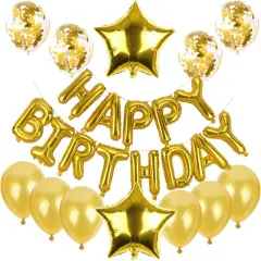 Happy Birthday Balloon Banner Golden Letters Set Mylar Balloon Birthday Party Supplies