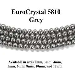Grey EuroCrystal 5810 Round Pearls - 2mm, 3mm, 4mm, 5mm, 6mm, 8mm, 10mm, and 12mm - Strands - Made in Austria