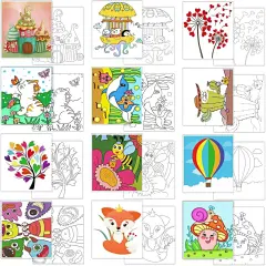 Kids Predrawn Canvas for Painting - 12Packs 8x10 Inch Painting Canvas Panels Acrylic Paint Board