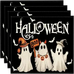 Set of 4 Halloween Ghost Placemats - 12x18 Inch
