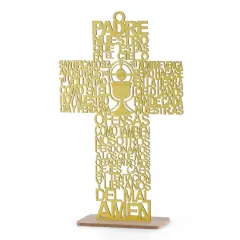 12pcs Wood Religious Chalice Cross Centerpiece w/ Stand Gold