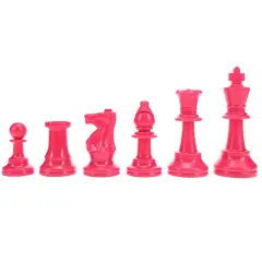 WE Games Color Bright Plastic Staunton Tournament Chess Pieces with 3.75 in. King - Half Chess Set of Chess Pieces Only, Pink