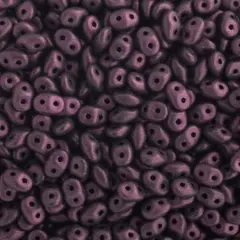 Matubo 2-Hole Czech Glass Jet Metallic Suede Superduo Beads, 100g Dark Plum