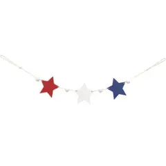 Wooden Americana Stars and Beads Garland for Patriotic Holiday Decor