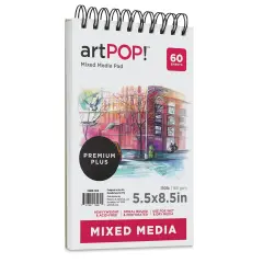artPOP! Mixed Media Pad, 5.5" x 8.5", 60 Sheets, 110 lb (165 gsm), Acid Free, For Wet and Dry Media, Double Wirebound Sketchpad for Graphite, Colored Pencil, Watercolors, Markers, Pastels
