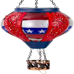 Flag Hot Air Balloon Solar Lantern with Candle Holder
