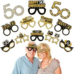 24pcs 50th Anniversary Paper Eyeglasses Decorations