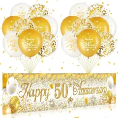 50th Wedding Anniversary Decorations White Gold