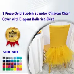 1 Piece Gold Stretch Spandex Chiavari Chair Cover with Elegant Ballerina Skirt