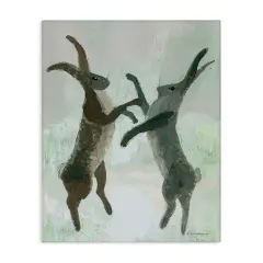 Stupell Industries Boxing Hares Impression Canvas Design by Kay Widdowson