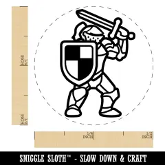 Brave Knight Ready to Fight Sword Shield Armor Self-Inking Rubber Stamp Pink