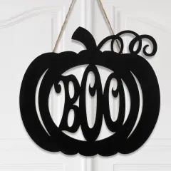 Halloween Door Hanger Black Boo Door Sign Decor - Pumpkin Style