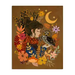Stupell Industries Autumn Owl & Girl Canvas, design by Mia Charro
