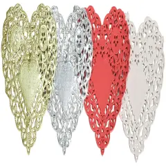 School Smart Paper Die-Cut Heart Lace Doily, 4 Inches, Assorted Color, Pack of 100