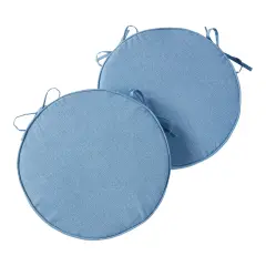 18 in. Round Outdoor Dining Seat Pad (2-Pack) Denim