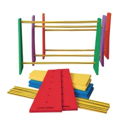 S&S Worldwide Adjustable Height Hurdles.Great for Field Day, PE Classes, and Backyard Fun for Kids.Also Suitable for Dog Training and Rehab. Includes 12 sides and 12 Cross Bars to make 6 Hurdles.
