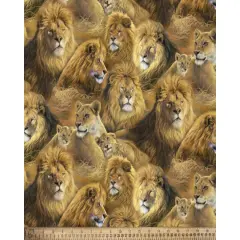 Lions Cotton Fabric | By the Yard | Sewing and Crafting | 44 inches wide