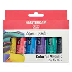 Amsterdam Standard Series Acrylics - Set of 6, Colorful Metallic, 20 ml Tubes