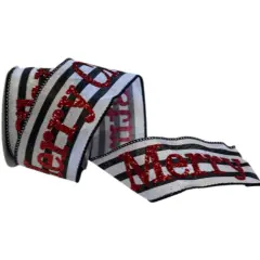 2.5" Merry Christmas Ribbon: Black/White