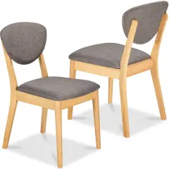 Best Choice Products 2-Piece Mid-Century Modern Wood & Upholstered Dining Chair Set Oak/Medium Gray