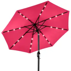 Best Choice Products 10ft Solar LED Lighted Patio Umbrella w/ Tilt Adjustment, UV-Resistant Fabric Hot Pink