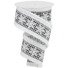 2.5" Snowflakes Check Drift Ribbon: White (10 Yards)