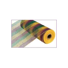 10" Poly Deco Mesh Ribbon: Deluxe Mardi Gras Stripe (10 Yards)