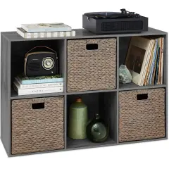 Best Choice Products 6-Cube Bookshelf, 13.5in Display Storage System, Organizer w/ Removable Back Panels Dark Gray