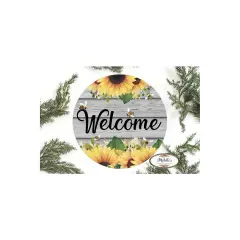 Welcome Sunflower Bumble Bee Round Sign