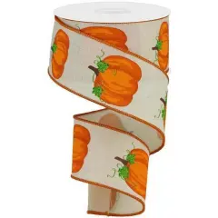 2.5" Pumpkins on Royal Ribbon: Cream (10 Yards)