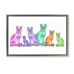 Stupell Industries Funky Whimsical Cats Floating Frame Design by Katie Conley
