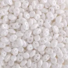 Matubo 2-Hole Czech Glass Opaque Luster Superduo Beads, 100g Chalk White Luster