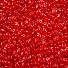 Matubo 2-Hole Czech Glass Transparent Miniduo Beads, 50g Ruby